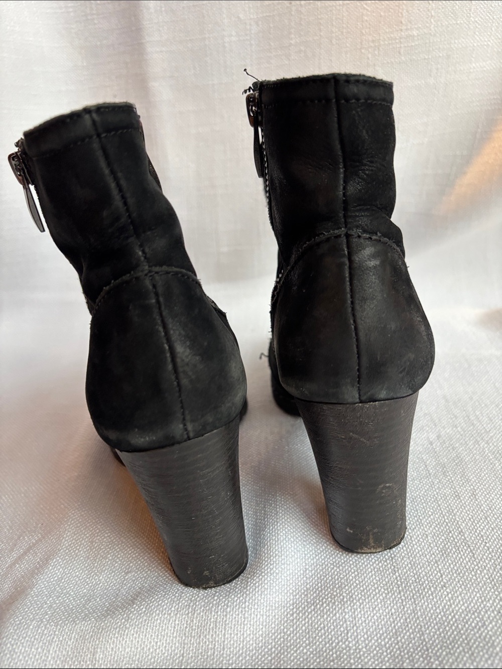 Suede Lace-Up Ankle Boots with Side Zip - Black -GB2sku - Picture 4 of 8